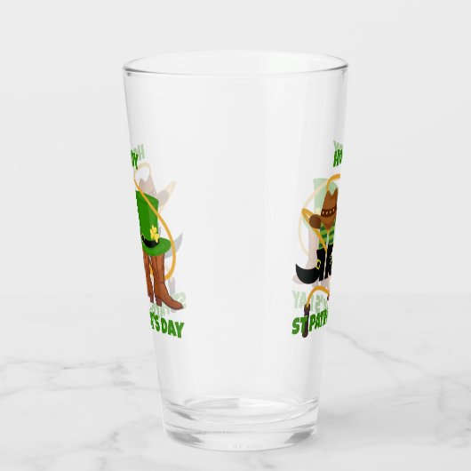Fun Happy St Patricks Day HOWDY DIA DUIT Cowboy Glas (Rechts)
