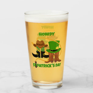 Fun Happy St Patricks Day HOWDY DIA DUIT Cowboy Glas