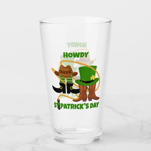 Fun Happy St Patricks Day HOWDY DIA DUIT Cowboy Glas (Vorderseite)