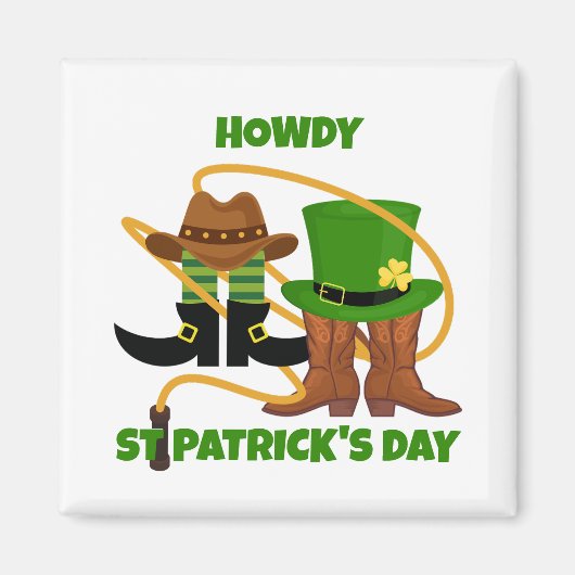 Fun Happy St Patricks Day HOWDY DIA DUIT Cowboy Magnet (Vorne)