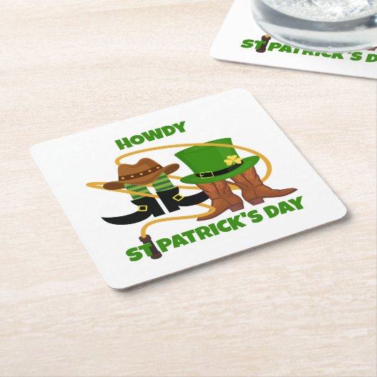 Fun Happy St Patricks Day HOWDY DIA DUIT Cowboy Rechteckiger Pappuntersetzer (angewinkelt)