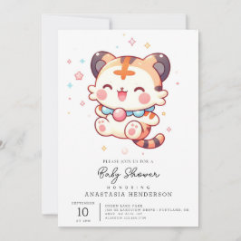 Fun Happy Tiger Baby Dusche Einladung