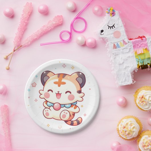 Fun Happy Tiger Baby Dusche Pappteller (Party)