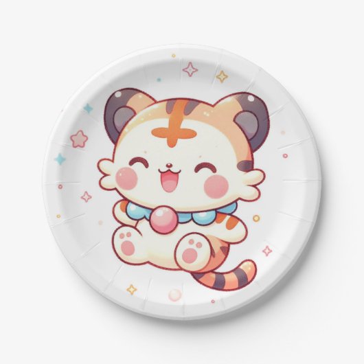 Fun Happy Tiger Baby Dusche Pappteller (Vorderseite)