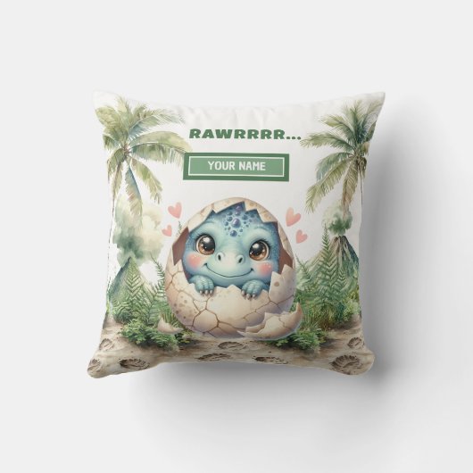 Fun Hatching Bald Baby Dinosaurier Personalisiert Kissen (Rückseite)