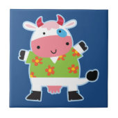 Fun Hawaiian Shirt Cartoon Cow Fliese (Vorderseite)