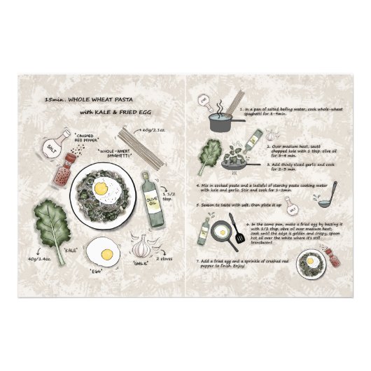 Fun Healthy Breakfast Pasta Rezept Illustration Fotodruck (Vorne)