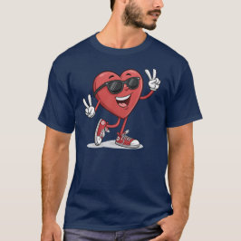 Fun Heart Cartoon mit Sonnenbrille Funny T-Shirt