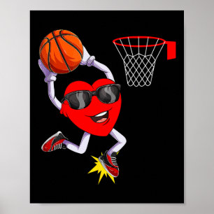 Fun Heart Dunking Bysketbyll Sport Liebhaber Valen Poster