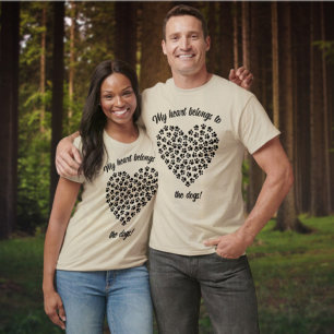 Fun Heart of Black Paw Prints Front T-Shirt