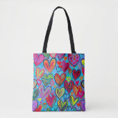 Fun Heart Pattern Blue Mix Tasche (Vorderseite)