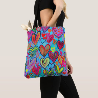 Fun Heart Pattern Blue Mix Tasche
