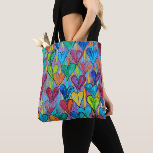 Fun Heart Pattern Blue Mix Tasche