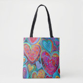 Fun Heart Pattern Blue Mix Tasche (Vorderseite)
