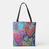 Fun Heart Pattern Blue Mix Tasche (Rückseite)