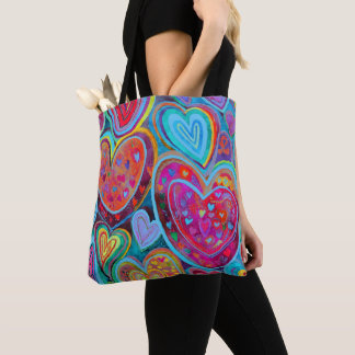 Fun Heart Pattern Blue Mix Tasche