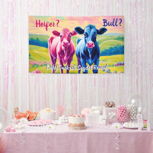 Fun Heifer oder Bull Gender Reveal Banner (Party)