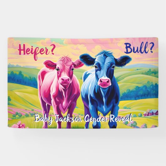 Fun Heifer oder Bull Gender Reveal Banner (Horizontal)