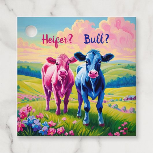 Fun Heifer oder Bull Gender Reveal Geschenkanhänger (Vorderseite)
