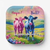 Fun Heifer oder Bull Gender Reveal Pappteller (Vorderseite)