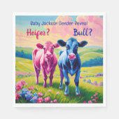 Fun Heifer oder Bull Gender Reveal Serviette (Vorderseite)