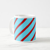 Fun Hell Aquamarin Türkis Roter Diagonal Streifen Kaffeetasse (Vorderseite Links)