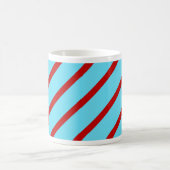 Fun Hell Aquamarin Türkis Roter Diagonal Streifen Kaffeetasse (Mittel)