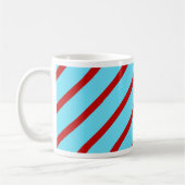 Fun Hell Aquamarin Türkis Roter Diagonal Streifen Kaffeetasse (Links)