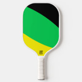 Fun Hellgelb-grün rosa Schwarz Moderne Kurven Pickleball Schläger (Vorderseite)