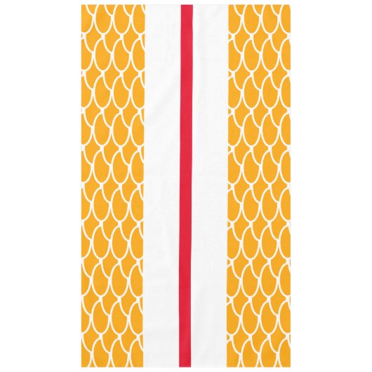 Fun Hellgelbe Orangenwellen Rote weiße Streifen Tischdecke (Vorderseite)