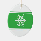 Fun Hellgrün weiße Rennstreifen Schneeflocke Keramik Ornament (Rechts)