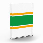 Fun Hellgrüne gelbe weiße, horizontale Streifen Fotoblock (Links)