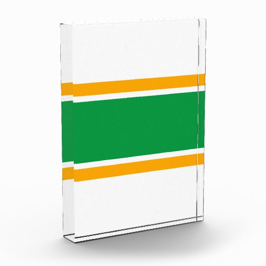 Fun Hellgrüne gelbe weiße, horizontale Streifen Fotoblock (Links)