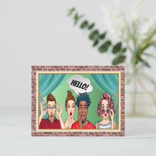 FUN HELLO Postcard Postkarte (Stehend Vorderseite)