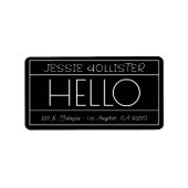Fun "Hello" Rücksendeadresse | Schwarz/Weiß Adressaufkleber (Vorne)