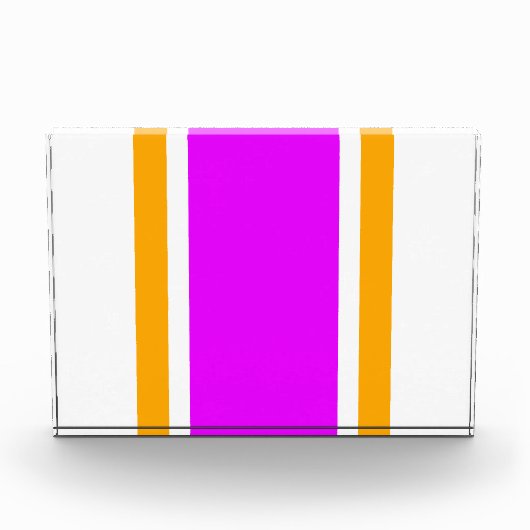 Fun Hellrosa gelbe, athletische Streifen auf weiß Fotoblock (Vorderseite)