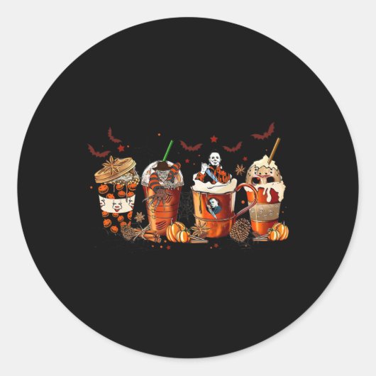 Fun Herbst Horror Latte Coffee Cups Ghost Hal Runder Aufkleber (Vorderseite)