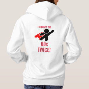 Fun Hero Black, White Red 'Überlebter 60er Twice' Hoodie