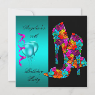 FUN High Heel Schuhe Geburtstagsfeier floral Einladung