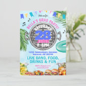 Fun High School Uni GRILLEN Pool Grad Party Einladung (Stehend Vorderseite)