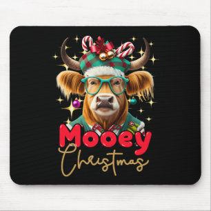 Fun Highland Cow Mooey Christmas Scottish Family G Mousepad