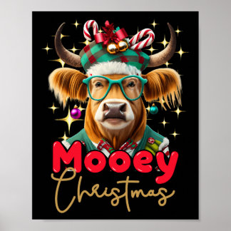 Fun Highland Cow Mooey Christmas Scottish Family G Poster