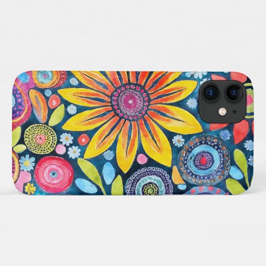 Fun Hippie Blume Gemustert Case-Mate iPhone Hülle (Rückseite (Horizontal))