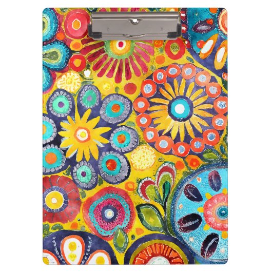 Fun Hippie Blume Gemustert Klemmbrett (Vorderseite)