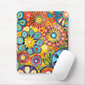 Fun Hippie Blume Gemustert Mousepad (Mit Mouse)