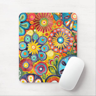 Fun Hippie Blume Gemustert Mousepad