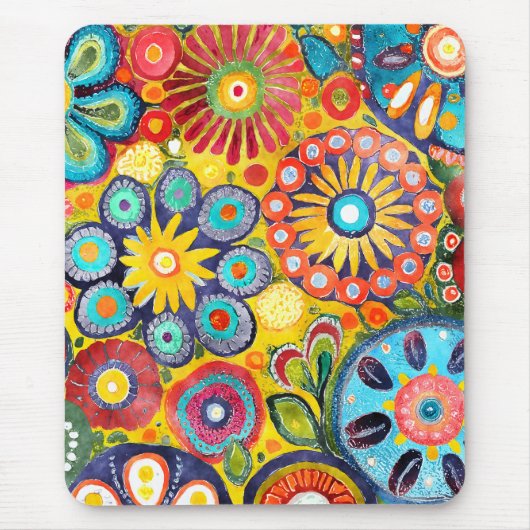 Fun Hippie Blume Gemustert Mousepad (Vorne)