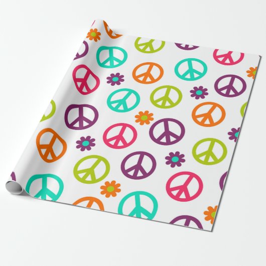 Fun Hippie-Muster Party-Friedenszeichen-Packung Geschenkpapier (Ungerollt)