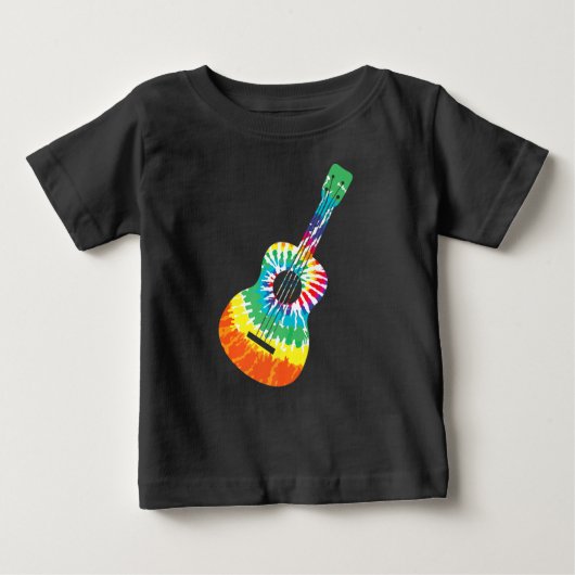 Fun Hippie Rainbow Gefärbte Krawatte Acoustic Guit Baby T-shirt (Vorderseite)