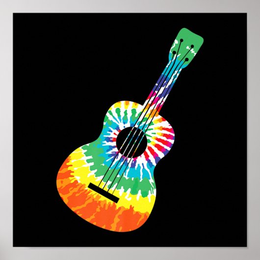 Fun Hippie Rainbow Gefärbte Krawatte Acoustic Guit Poster (Vorne)